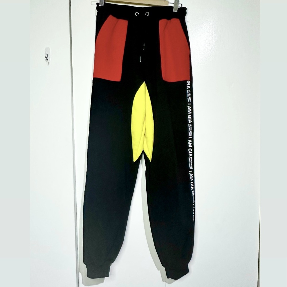 I.AM.GIA Red and Yellow colour block Track Pants